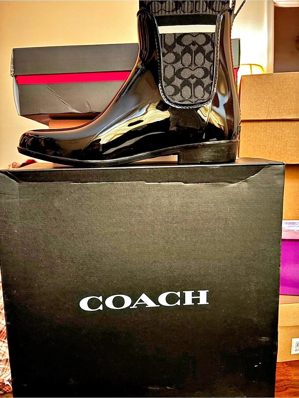 Coach Rivington Rain Bootie Black Rain Boots